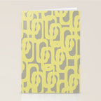 Mid Century Modern Abstract Loop Pattern in Light Linden Yellow and Gray Stationery Card Gallery Image 2