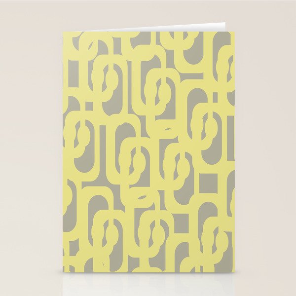 Mid Century Modern Abstract Loop Pattern in Light Linden Yellow and Gray Stationery Card Gallery Image 2