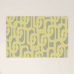 Mid Century Modern Abstract Loop Pattern in Light Linden Yellow and Gray Welcome Mat Gallery Image 1