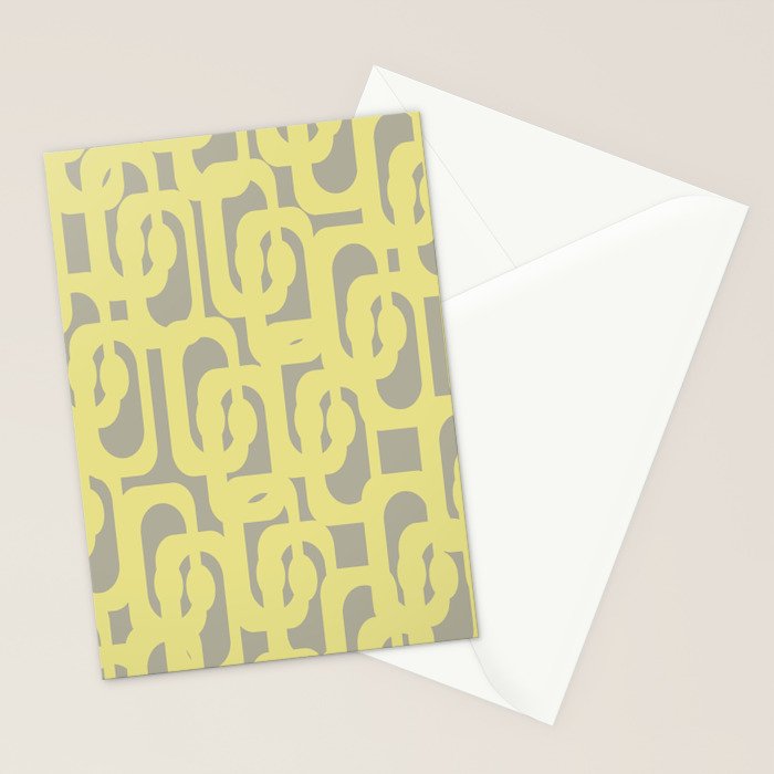 Mid Century Modern Abstract Loop Pattern in Light Linden Yellow and Gray Stationery Card Gallery Image 2
