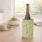 Mid Century Modern Abstract Loop Pattern in Light Linden Yellow and Gray Wine Chiller Gallery Image 4