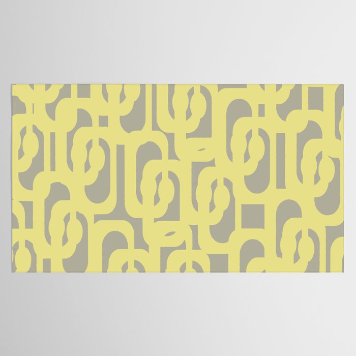 Mid Century Modern Abstract Loop Pattern in Light Linden Yellow and Gray Tablecloth Gallery Image 2