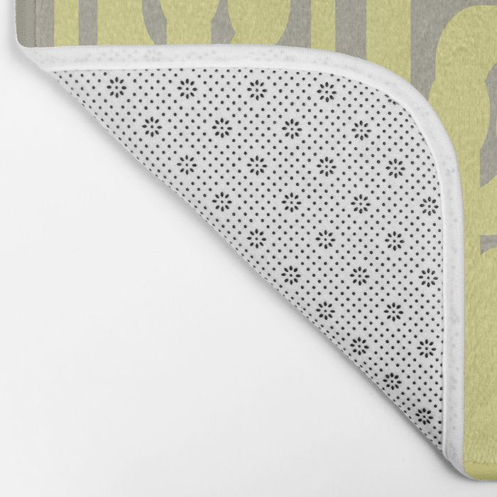 Mid Century Modern Abstract Loop Pattern in Light Linden Yellow and Gray Bath Mat Gallery Image 2