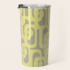 Mid Century Modern Abstract Loop Pattern in Light Linden Yellow and Gray Travel Mug Gallery Image 3