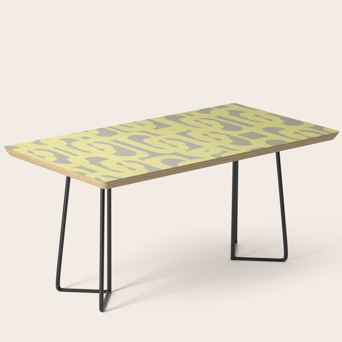 Mid Century Modern Abstract Loop Pattern in Light Linden Yellow and Gray Coffee Table Gallery Image 1