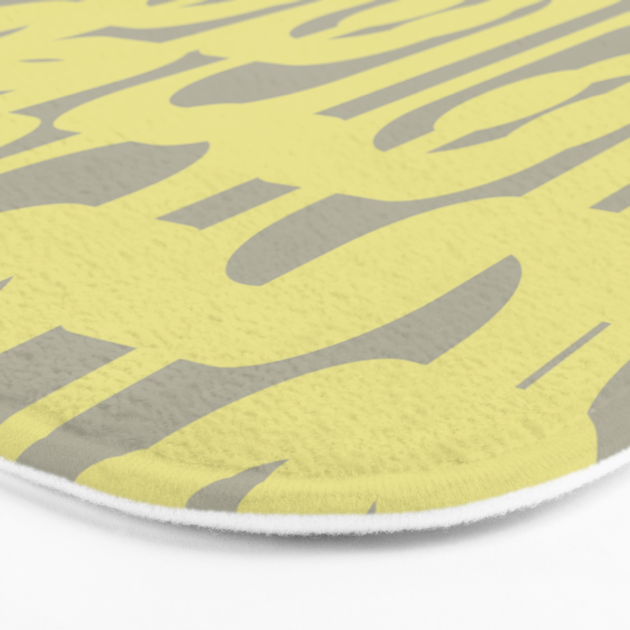 Mid Century Modern Abstract Loop Pattern in Light Linden Yellow and Gray Bath Mat Gallery Image 3
