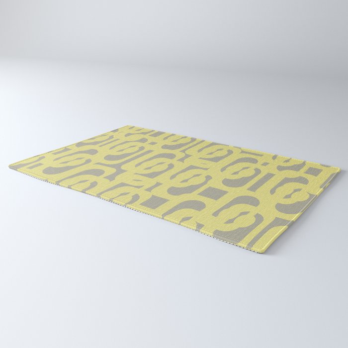 Mid Century Modern Abstract Loop Pattern in Light Linden Yellow and Gray Rug Gallery Image 3