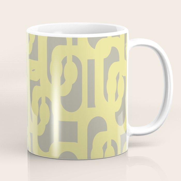 Mid Century Modern Abstract Loop Pattern in Light Linden Yellow and Gray Coffee Mug Gallery Image 1