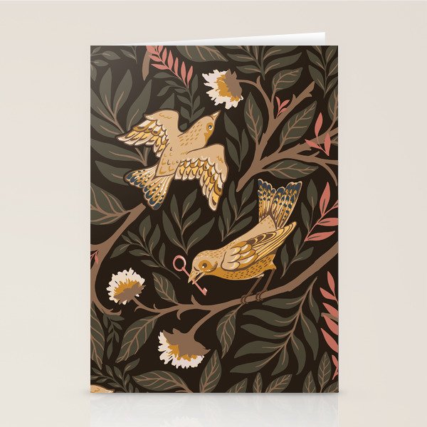 Secret Garden Spring Birds - Forest Green Stationery Card Gallery Image 2
