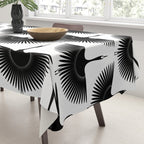 Japanese Crane Ornate Art Deco Monochrome Pattern Tablecloth Gallery Image 3