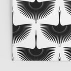 Japanese Crane Ornate Art Deco Monochrome Pattern Poster Gallery Image 3
