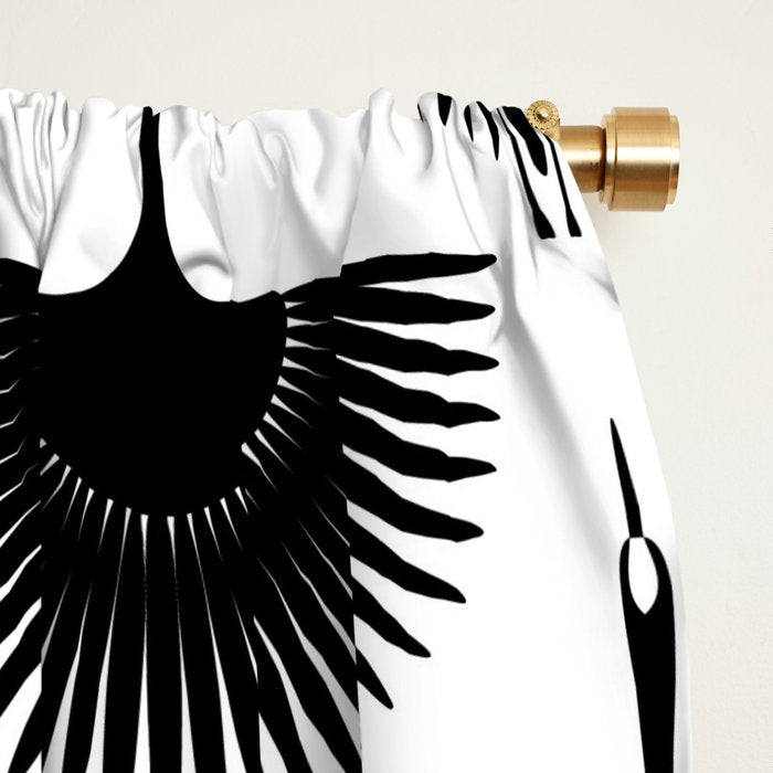 Japanese Crane Ornate Art Deco Monochrome Pattern Window Curtain Gallery Image 2