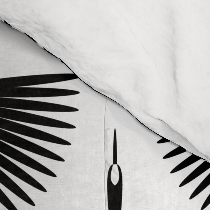 Japanese Crane Ornate Art Deco Monochrome Pattern Comforter Gallery Image 4