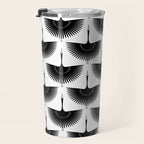 Japanese Crane Ornate Art Deco Monochrome Pattern Travel Mug Gallery Image 3