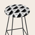 Japanese Crane Ornate Art Deco Monochrome Pattern Stool Gallery Image 2