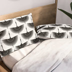 Japanese Crane Ornate Art Deco Monochrome Pattern Pillow Sham Gallery Image 2