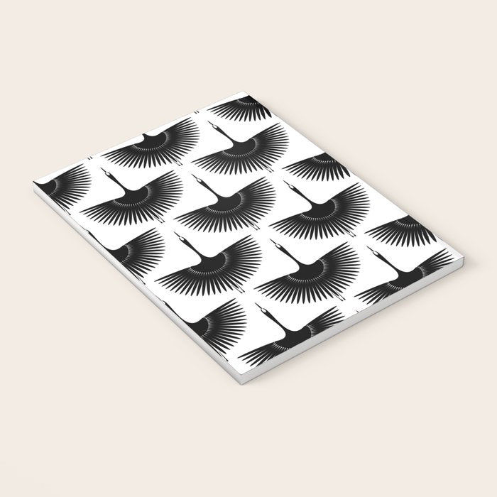 Japanese Crane Ornate Art Deco Monochrome Pattern Notebook Gallery Image 3