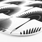Japanese Crane Ornate Art Deco Monochrome Pattern Bath Mat Gallery Image 3