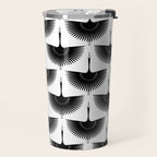 Japanese Crane Ornate Art Deco Monochrome Pattern Travel Mug Gallery Image 2