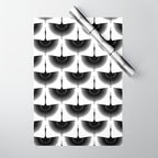 Japanese Crane Ornate Art Deco Monochrome Pattern Wrapping Paper Gallery Image 1