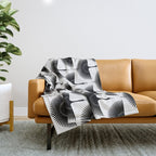 Japanese Crane Ornate Art Deco Monochrome Pattern Throw Blanket Gallery Image 1