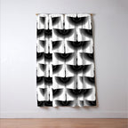 Japanese Crane Ornate Art Deco Monochrome Pattern Window Curtain Gallery Image 3