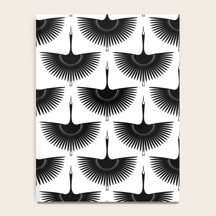Japanese Crane Ornate Art Deco Monochrome Pattern Notebook Gallery Image 4