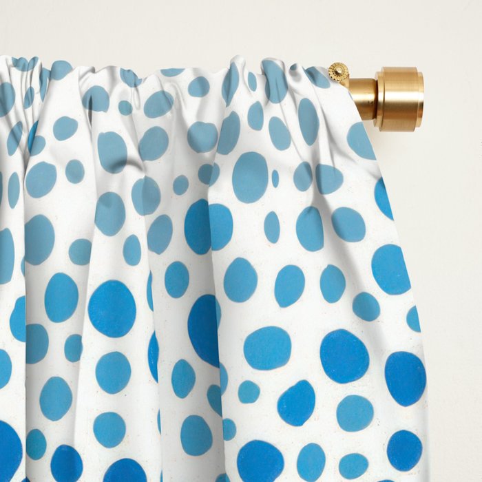 Japanese Art Navy Blue Wall Art Polkadot Abstract Print maximalist Wall Art Wabi Sabi Poster Window Curtain Gallery Image 2