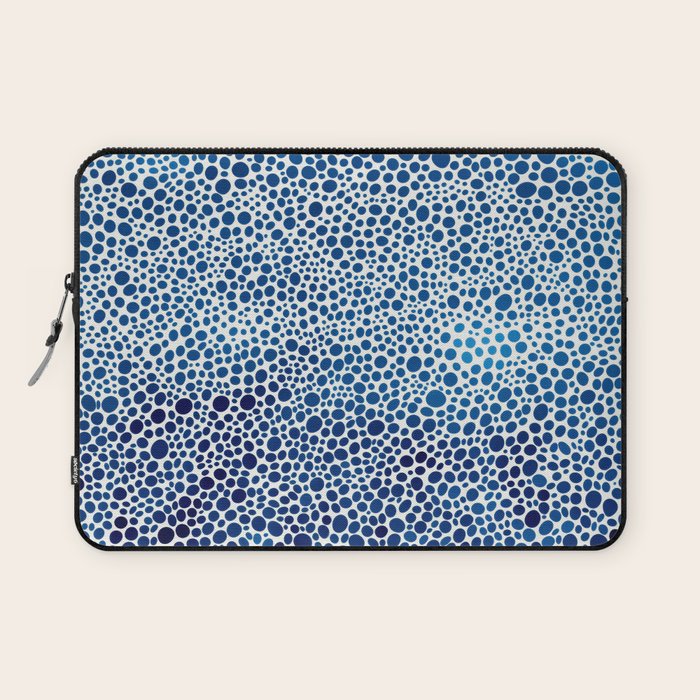 Japanese Art Navy Blue Wall Art Polkadot Abstract Print maximalist Wall Art Wabi Sabi Poster Laptop Sleeve Gallery Image 1