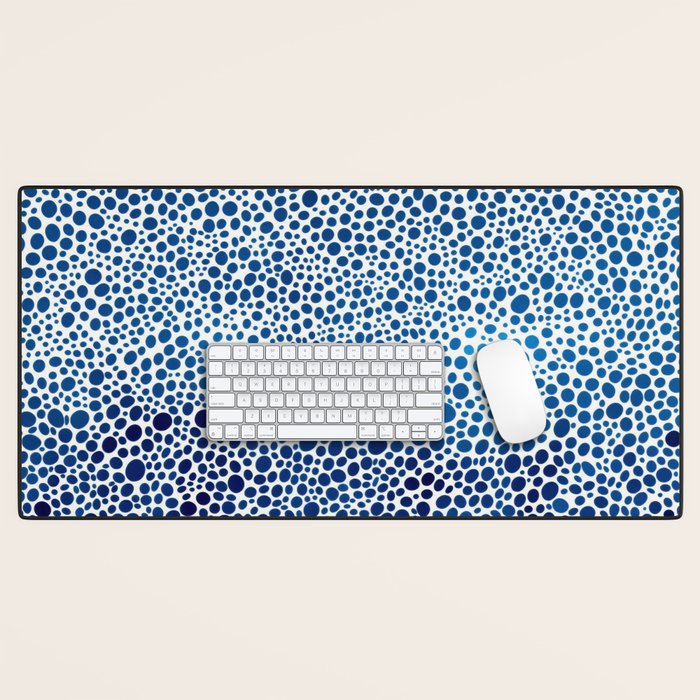 Japanese Art Navy Blue Wall Art Polkadot Abstract Print maximalist Wall Art Wabi Sabi Poster Desk Mat Gallery Image 1