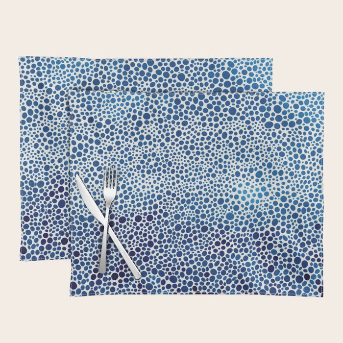 Japanese Art Navy Blue Wall Art Polkadot Abstract Print maximalist Wall Art Wabi Sabi Poster Placemat Gallery Image 1