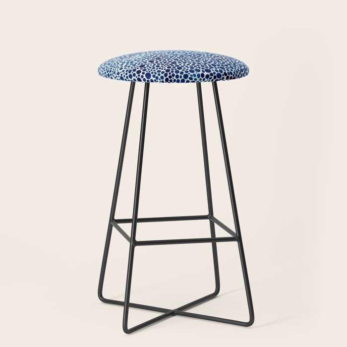 Japanese Art Navy Blue Wall Art Polkadot Abstract Print maximalist Wall Art Wabi Sabi Poster Stool Gallery Image 1