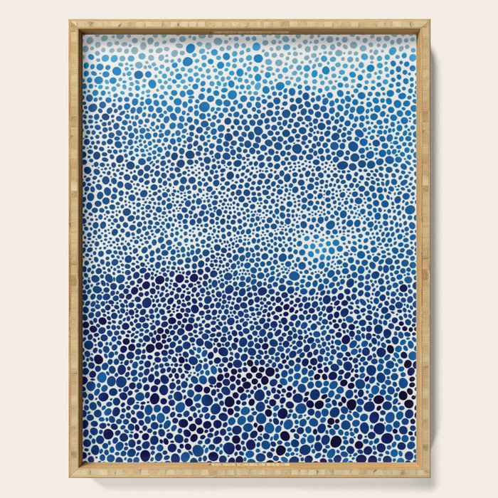 Japanese Art Navy Blue Wall Art Polkadot Abstract Print maximalist Wall Art Wabi Sabi Poster Serving Tray Gallery Image 1