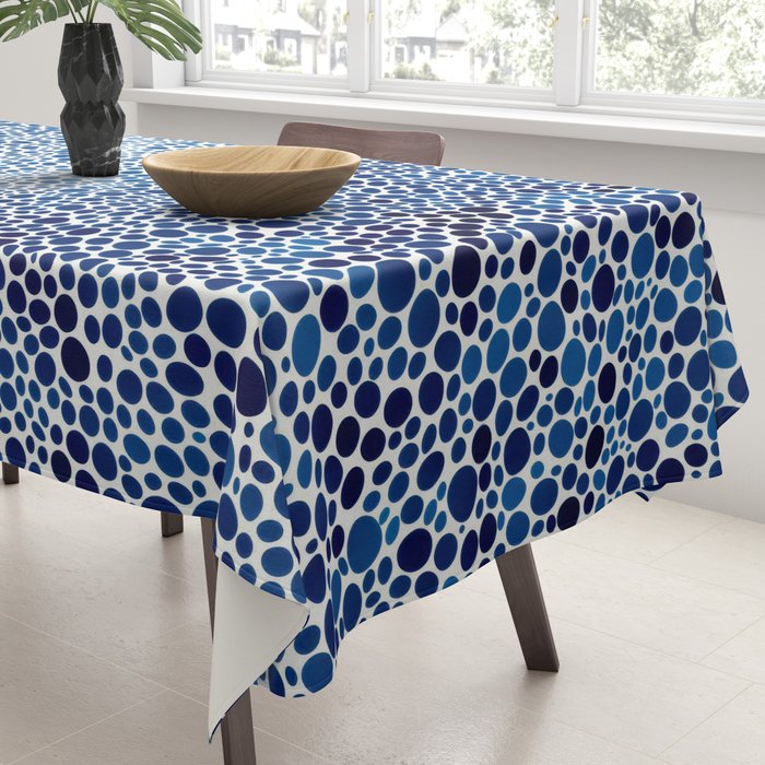 Japanese Art Navy Blue Wall Art Polkadot Abstract Print maximalist Wall Art Wabi Sabi Poster Tablecloth Gallery Image 3