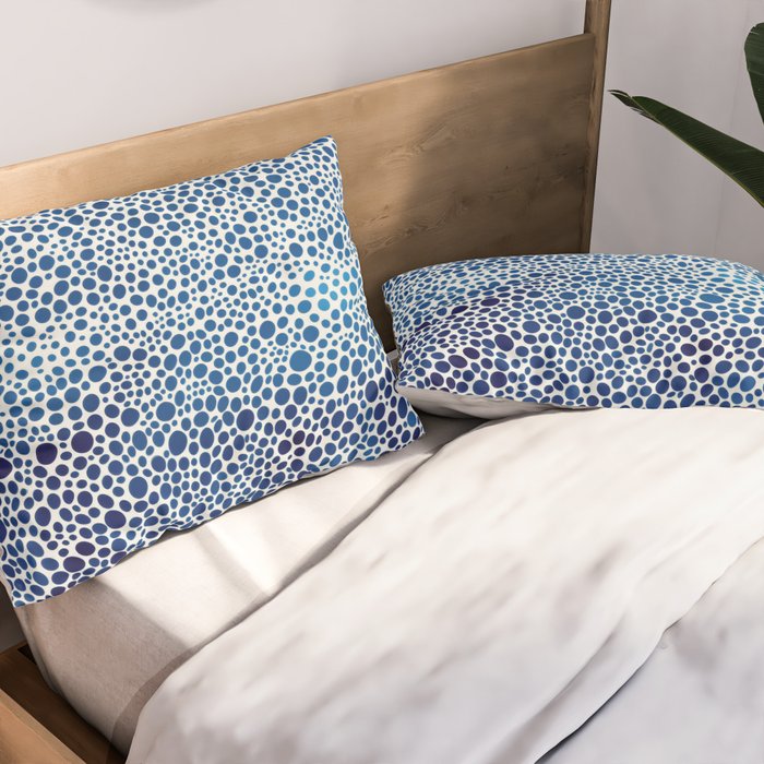 Japanese Art Navy Blue Wall Art Polkadot Abstract Print maximalist Wall Art Wabi Sabi Poster Pillow Sham Gallery Image 2