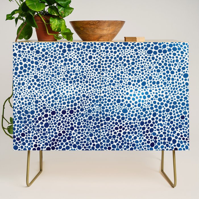 Japanese Art Navy Blue Wall Art Polkadot Abstract Print maximalist Wall Art Wabi Sabi Poster Credenza Gallery Image 1