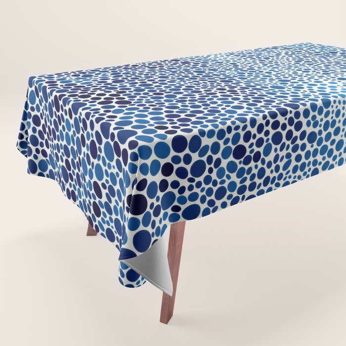 Japanese Art Navy Blue Wall Art Polkadot Abstract Print maximalist Wall Art Wabi Sabi Poster Tablecloth Gallery Image 1