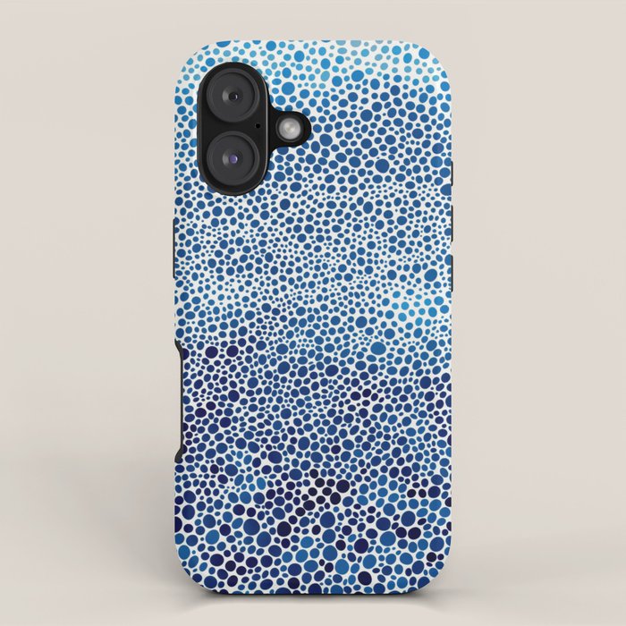 Japanese Art Navy Blue Wall Art Polkadot Abstract Print maximalist Wall Art Wabi Sabi Poster iPhone Case Gallery Image 1
