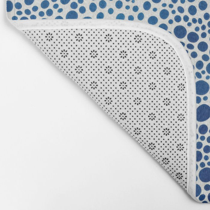 Japanese Art Navy Blue Wall Art Polkadot Abstract Print maximalist Wall Art Wabi Sabi Poster Bath Mat Gallery Image 2