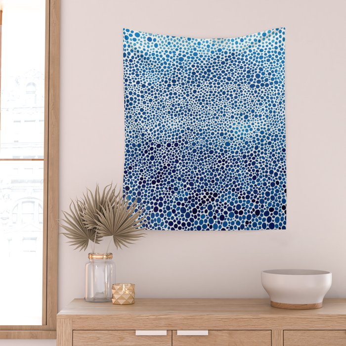 Japanese Art Navy Blue Wall Art Polkadot Abstract Print maximalist Wall Art Wabi Sabi Poster Wall Tapestry Gallery Image 2