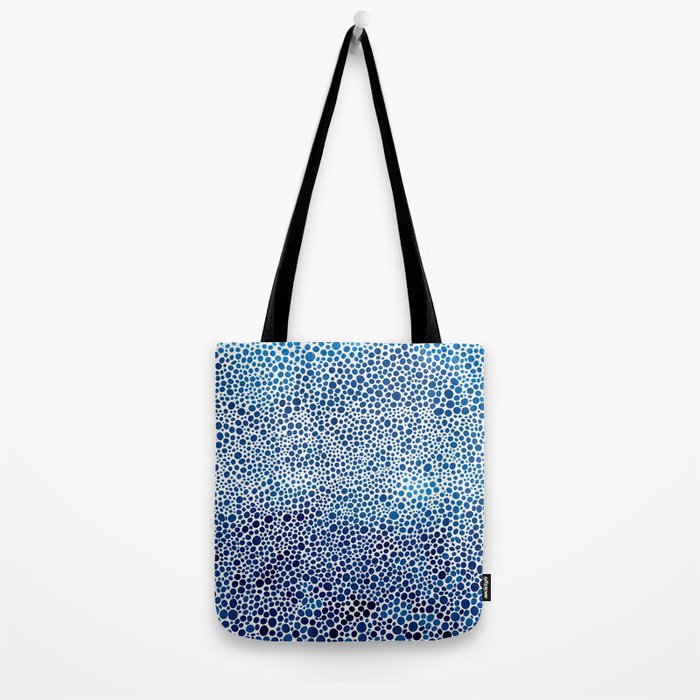 Japanese Art Navy Blue Wall Art Polkadot Abstract Print maximalist Wall Art Wabi Sabi Poster Tote Bag Gallery Image 2