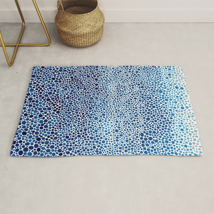 Japanese Art Navy Blue Wall Art Polkadot Abstract Print maximalist Wall Art Wabi Sabi Poster Rug Gallery Image 1