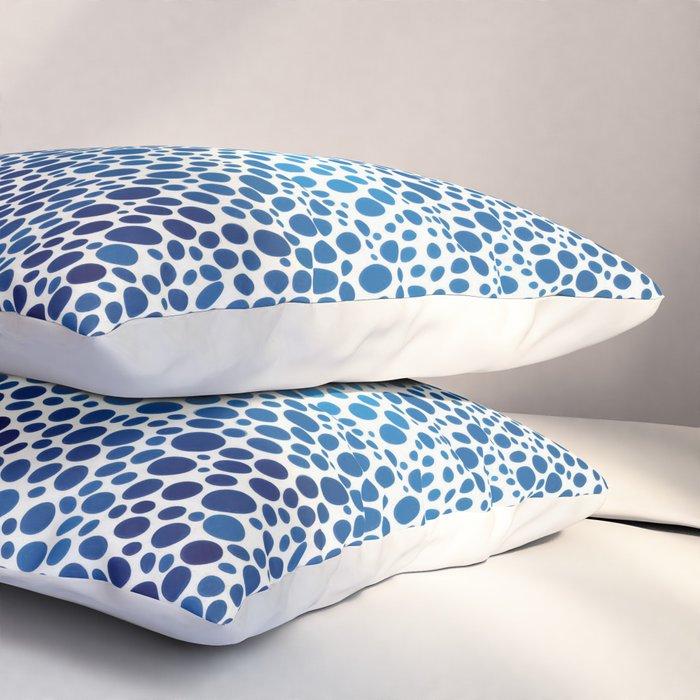 Japanese Art Navy Blue Wall Art Polkadot Abstract Print maximalist Wall Art Wabi Sabi Poster Pillow Sham Gallery Image 3