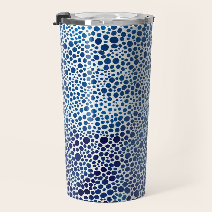 Japanese Art Navy Blue Wall Art Polkadot Abstract Print maximalist Wall Art Wabi Sabi Poster Travel Mug Gallery Image 3