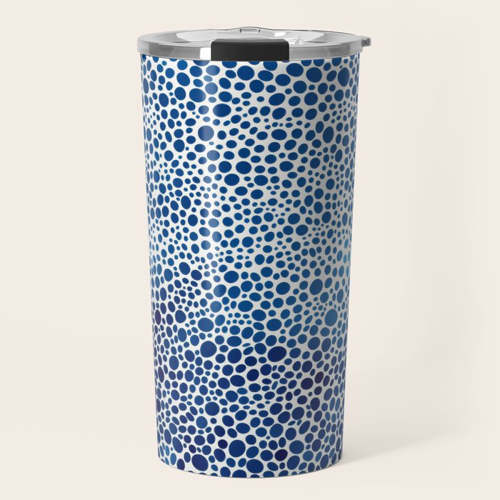 Japanese Art Navy Blue Wall Art Polkadot Abstract Print maximalist Wall Art Wabi Sabi Poster Travel Mug Gallery Image 1
