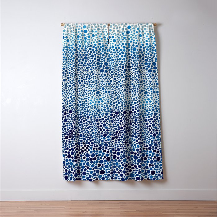 Japanese Art Navy Blue Wall Art Polkadot Abstract Print maximalist Wall Art Wabi Sabi Poster Window Curtain Gallery Image 3