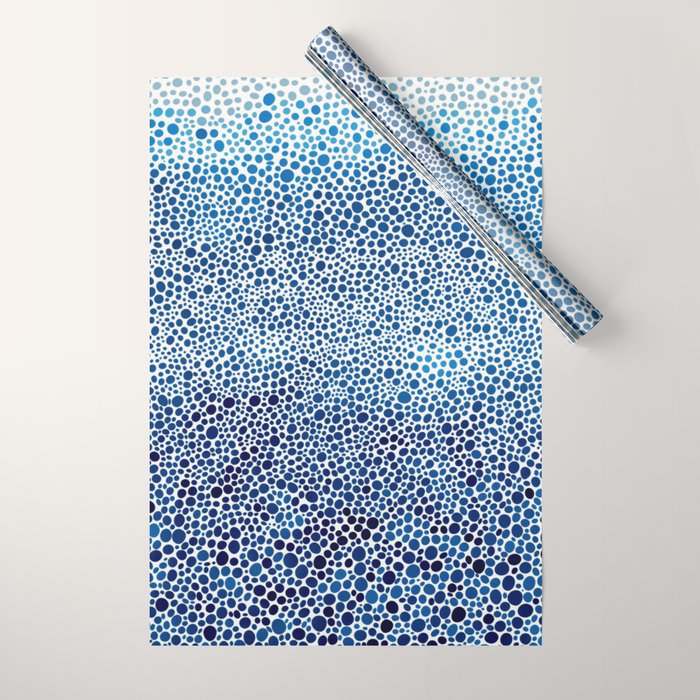 Japanese Art Navy Blue Wall Art Polkadot Abstract Print maximalist Wall Art Wabi Sabi Poster Wrapping Paper Gallery Image 1