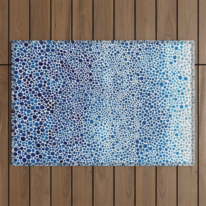 Japanese Art Navy Blue Wall Art Polkadot Abstract Print maximalist Wall Art Wabi Sabi Poster Outdoor Rug Gallery Image 1