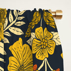 Modern Floral Pattern in Orange, Yellow, Green & Navy Window Curtain Gallery Image 2