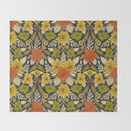 Modern Floral Pattern in Orange, Yellow, Green & Navy Throw Blanket Gallery Image 2